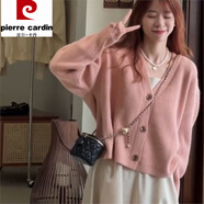 皮爾卡丹（pierre cardin）梨形身材a字裙兩件套裝2025秋季新款粉色開(kāi)衫內搭小個(gè)子入秋長(cháng)裙 粉色開(kāi)衫版單件 L 建議105-115斤