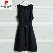 皮爾卡丹赫本風(fēng)坎肩馬甲連衣裙女春秋燈芯絨背帶裙2025新款系帶條絨背心裙 黑色 3XL 134-150斤