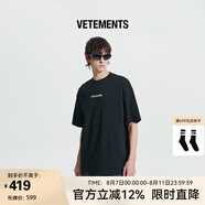 VETEMENTS正品重磅彩色漸變純棉100%男女士高檔端輕奢短袖t恤夏季寬松半袖 黑色 L