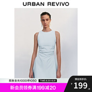 UR七夕2025春季新款女摩登氣質(zhì)褶皺收腰顯瘦無(wú)袖連衣裙UYY750030# 淡藍(lán) S
