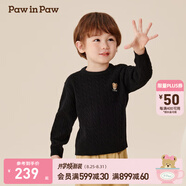 PawinPaw卡通小熊童裝秋冬新款男女童圓領(lǐng)毛衣學(xué)院風(fēng)舒適拜年過(guò)年 Black黑色/19 90 cm