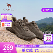 駱駝（CAMEL）登山鞋男防滑戶(hù)外徒步運動(dòng)休閑鞋男新款透氣男士復古鞋子七夕禮物 G15A370083 卡其（皮面款） 44