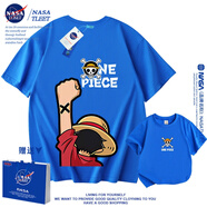 NASA海賊王路飛兒童短袖T恤男童半袖夏季新款童裝中大童女童t恤 款藍色 碼 130
