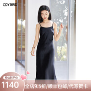 歐迪鳥2025夏季新款輕奢高級感緞面醋酸吊帶裙優(yōu)雅氣質(zhì)小黑裙 黑色 S