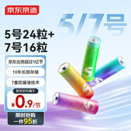 京東京造5號7號電池40節彩虹混合裝 五號七號堿性超性能環(huán)保無(wú)鉛汞 適用血壓計/指紋鎖/遙控器/兒童玩具