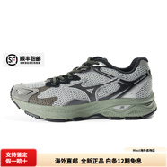 美津濃（MIZUNO）男女復(fù)古跑步鞋老爹鞋透氣網(wǎng)面運(yùn)動鞋慢跑鞋RACERS D1GH2235-13_淺灰_黑_沉綠_RACER 38