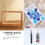 三棲虎實(shí)木相框DIY材料干花花束照片手工定制擺件客廳擺設(shè)北歐風(fēng)送閨蜜 7寸相框+魅藍(lán)花束【送鑷子+膠水