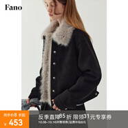 fano studios范洛Fano 復(fù)古休閑麂皮短外套2025秋冬設(shè)計(jì)可拆卸毛領(lǐng)棉服夾克女 黑色（夾棉）第二批 S