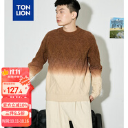 唐獅（TonLion）2023男毛衣漸變麻花針織衫寬松絞花毛衫 琥珀色 L 