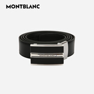 萬(wàn)寶龍（MONTBLANC）牛皮板扣自動(dòng)扣黑色單面腰帶皮帶 118421 送男友