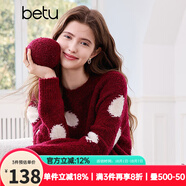 百圖betu女裝2025春季新款毛衣圓領(lǐng)寬松時(shí)尚大波點(diǎn)套頭毛衫女2501T02 紅色 L