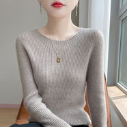 恒源祥毛衫女簡(jiǎn)約時(shí)尚圓領(lǐng)打底衫女秋冬新款內(nèi)搭低領(lǐng)毛衣修身長(zhǎng)袖毛 駝色 M 96-108斤