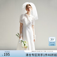 范思藍(lán)恩法式減齡初戀小白裙女夏2024新款領(lǐng)證連衣裙子24FS12056 白色 L
