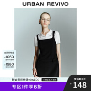 UR2025夏季新款女裝簡(jiǎn)約休閑超短款方領(lǐng)無(wú)袖連衣裙UYU750038 正黑 (偏短) XL