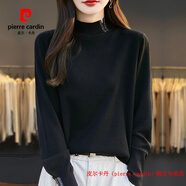 皮爾卡丹（pierre cardin）品牌高檔輕奢胖mm春秋大碼半高領毛衣女2025洋氣內搭可外穿針織打 品牌高端新品-優(yōu)雅黑 M (建議92-107斤穿)