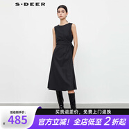 S.DEER圣迪奧女裝圓領(lǐng)不規則毛呢無(wú)袖連衣裙S23381210 德國灰/87 M 165