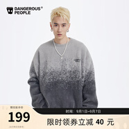Dangerous people薛之謙dsp漸變仿貂毛時尚寬松圓領(lǐng)套頭毛衣針織衫 灰色 L