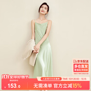 尚都比拉夏季氣質(zhì)V領(lǐng)通勤吊帶連衣裙高級感光澤性感純欲風小裙子 清新綠 S