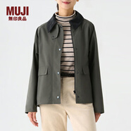 無(wú)印良品（MUJI）女式 不易沾水 燈芯絨領(lǐng)夾克 短款休閑外套 女裝 美拉德 BDE92C4S 煙熏綠色 M 160/84A