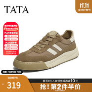 他她（TATA）男士阿甘男鞋復(fù)古德訓(xùn)鞋男運(yùn)動(dòng)休閑鞋厚底板鞋小白鞋PCB01AM5 QDR01AM4卡其/白 44