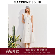 MAXRIENY【商場同款】波嬉風(fēng)小蓋袖收腰連衣裙25夏波西米亞風(fēng)長裙 米白 L