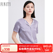 菲妮迪真絲上裝夏季簡(jiǎn)約100%桑蠶絲高端輕奢短袖上衣女 紫色 M
