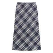 涓涓細語(yǔ)大碼胖mm復古咖色格子中長(cháng)款毛呢半身裙女春秋顯瘦包臀A字長(cháng)裙潮 藍色格中長(cháng)裙 2XL 【125-140斤】