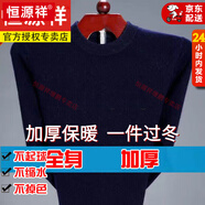 恒源祥2025秋冬新款羊毛衫男士保暖內(nèi)穿毛衣加厚半高領(lǐng)針織打底羊毛絨衫 上青-圓/領(lǐng) 加厚 L 新l款品170建議120-135