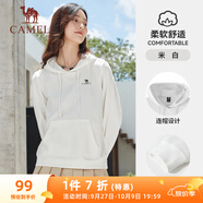 駱駝（CAMEL）長(cháng)袖連帽套頭衛衣女打底衫內搭上衣 CI7225L2001-1 米白 XXL