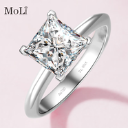 MoLi18k金河南人工造培育鉆石公主方鉆戒鉑金戒指求婚鉆戒1克拉送女友 18k金培育鉆D色VVS上海IGI證書(shū) 1克拉