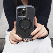 立優(yōu)蘋果iPhone16promax旋轉(zhuǎn)磁吸支點(diǎn)支架手機(jī)殼iphone15pro簡(jiǎn)約透明硬殼防摔耐磨保護(hù)套 支架磁吸款黑色 iPhone 15 Pro Max