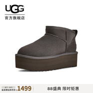 UGG冬季女士舒適時尚經(jīng)典迷你純色厚底保暖休閑短筒雪地靴1135092 CHRC | 炭灰色 36