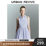 UR2025春季新款女裝學(xué)院風(fēng)撞色條紋超短款連衣裙UYU750034 藍色條紋 (偏短) XL