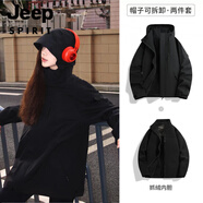 JEEP SPIRIT谷黃沖鋒衣男女款2025新款三合一防風(fēng)防水高級(jí)感超好看戶外男外套 吉普幻影黑色[三合一/兩件套] 男 2XL 1505-175體重