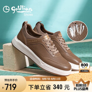 金利來（Goldlion）【斷碼清倉】男鞋沖孔透氣休閑鞋百搭增高鞋G227420034THD土黃38