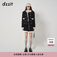 DZZIT地素粗花呢外套春秋新款深藍色小香風(fēng)雙排扣設計感小眾 深藍色 S