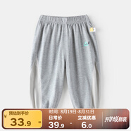 嘟嘟家寶寶防蚊褲夏裝男童夏季百搭褲子兒童休閑長(cháng)褲女童透氣網(wǎng)眼童褲潮 麻灰色 90