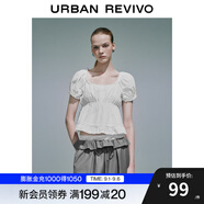 UR2025夏季新款女裝拼接蕾絲打攬?jiān)O(shè)計(jì)短袖罩衫襯衫UYY250032 本白 (面料微透) S