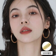 流行故飾（LXGS）流行故飾999純銀耳環(huán)圈圈耳環(huán)大圈耳飾耳圈素圈圓圈圈感2025新款 月牙大耳圈金色4CM日常通勤