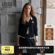 Teenie Weenie小熊針織開衫女春季軟糯舒適簡約休閑通勤針織毛衣外套女 黑色 S (160)