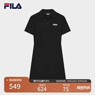 FILA 斐樂(lè)官方女子針織連衣裙時(shí)尚修身POLO領(lǐng)短袖裙子 正黑色-BK XS (155) 76A