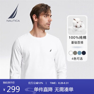 諾帝卡（NAUTICA）春夏款圓領(lǐng)套頭長(zhǎng)袖T恤男TE3301 白色1BW 2XL