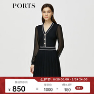 PORTS寶姿秋冬女裝新款優(yōu)雅氣質修身連衣裙ALM9K202NKW008 黑色 L
