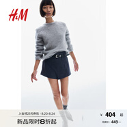H&M女裝毛針織衫秋季修身柔軟馬海毛羊毛長袖套衫1246665 淺灰色 L 170/104