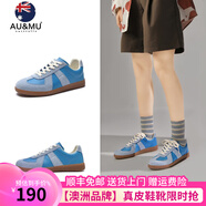 AU&MU德訓(xùn)鞋輕便運(yùn)動(dòng)休閑鞋百搭經(jīng)典小白鞋透氣板鞋平底大碼情侶男女鞋 DX006藍(lán)色【男女款】 40