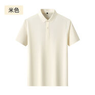 金盾（KIN DON）金盾短袖純色polo衫男士2025夏季新款商務(wù)休閑翻領(lǐng)T恤 米色 M
