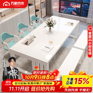 金沙公爵大書(shū)桌工作臺家用學(xué)習辦公桌客廳實(shí)木書(shū)桌白色鋼琴烤漆餐桌長(cháng)條桌 1.6米桌+2張華為椅+1.6米沙發(fā)椅