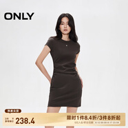 ONLY2025春季新款金屬裝飾收腰捏褶短裙T恤裙連衣裙女|125161021 E09土質(zhì)棕色 XL