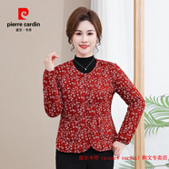 皮爾卡丹（pierre cardin）品牌高檔羽絨棉服棉衣外套女?huà)寢屗榛o(wú)領(lǐng)保暖中老年加絨內搭棉襖 紅色 內膽駝絨棉襖 4XL 建議135-145斤