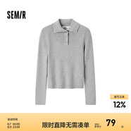 森馬毛衣女短款高領(lǐng)正肩緊身套頭衫休閑風(fēng)冬季顯瘦打底衫簡約氣質(zhì) 中花灰00510 155/80A/S